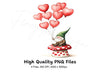 Gnomes on Mushrooms with Hearts Clipart Bundle