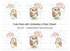 Owls with Umbrellas Clipart Bundle