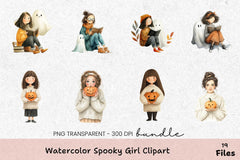 Spooky Girl Clipart Bundle for Halloween Designs - CraftNest - Digital Crafting and Art