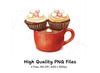 Valentine's Day Cupcake Hot Cocoa Clipart Bundle