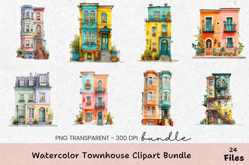 Townhouse Clipart Bundle - Etb 408 - CraftNest - Digital Crafting and Art