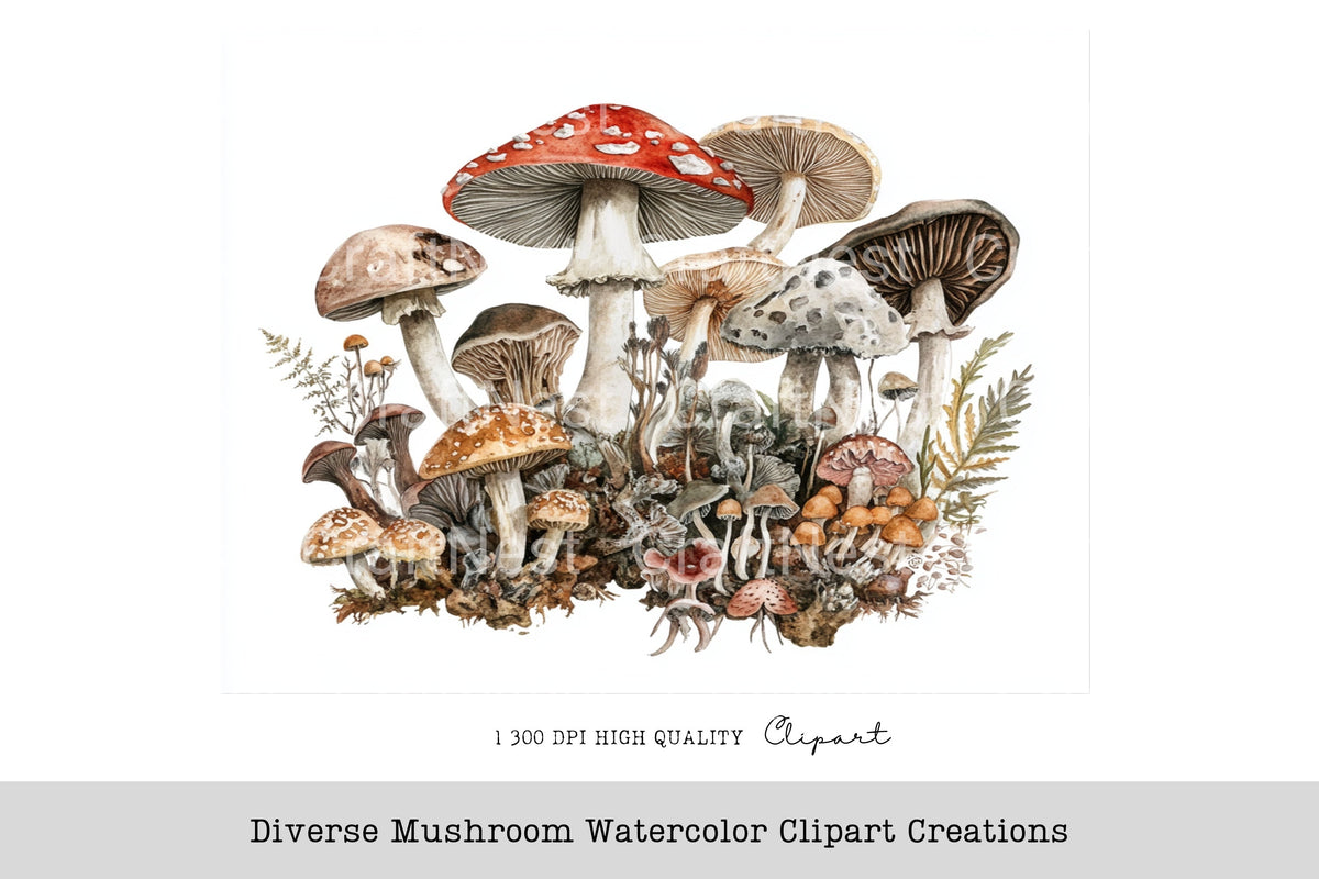 Diverse Mushroom Creations Clipart Bundle