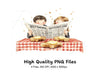 Couple Reading Newspaper Breakfast Clipart Bundle