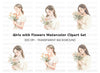 Girls Holding Flowers Clipart Bundle