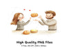 Couple Sharing Bread and Butter Clipart Bundle