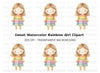 Sweet Girl in Rainbow Dress Clipart Bundle