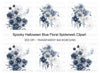 Spooky Blue Floral Halloween Clipart Bundle