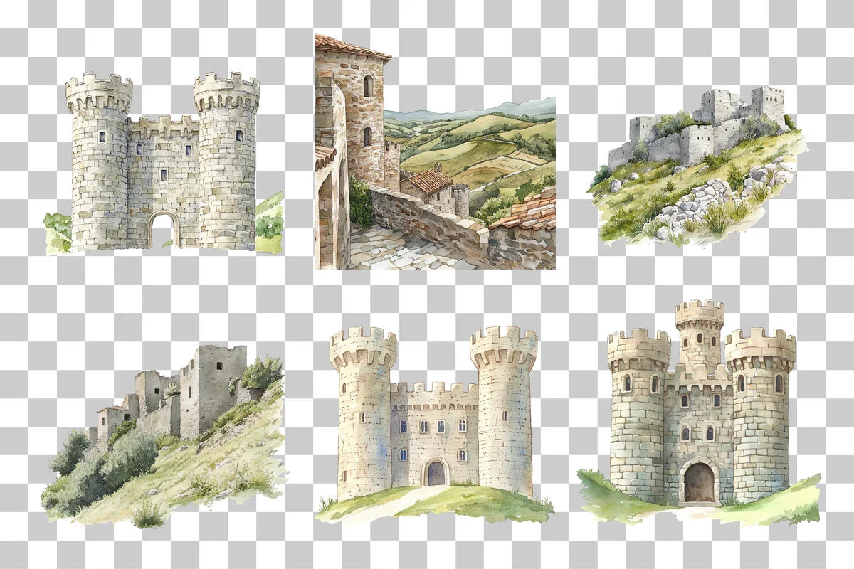 Historic Hillside Castle Clipart Bundle - CraftNest - Digital Crafting and Art