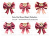 Cute Owl with Pink Bow Clipart Bundle