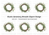 Rustic Greenery Wreath Clipart Bundle