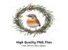 Winter Bird in Olive Wreath Clipart Bundle