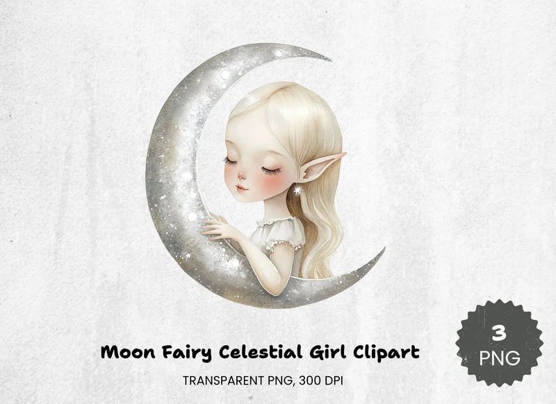 Moon Fairy Celestial Girl Clipart Bundle - CraftNest - Digital Crafting and Art