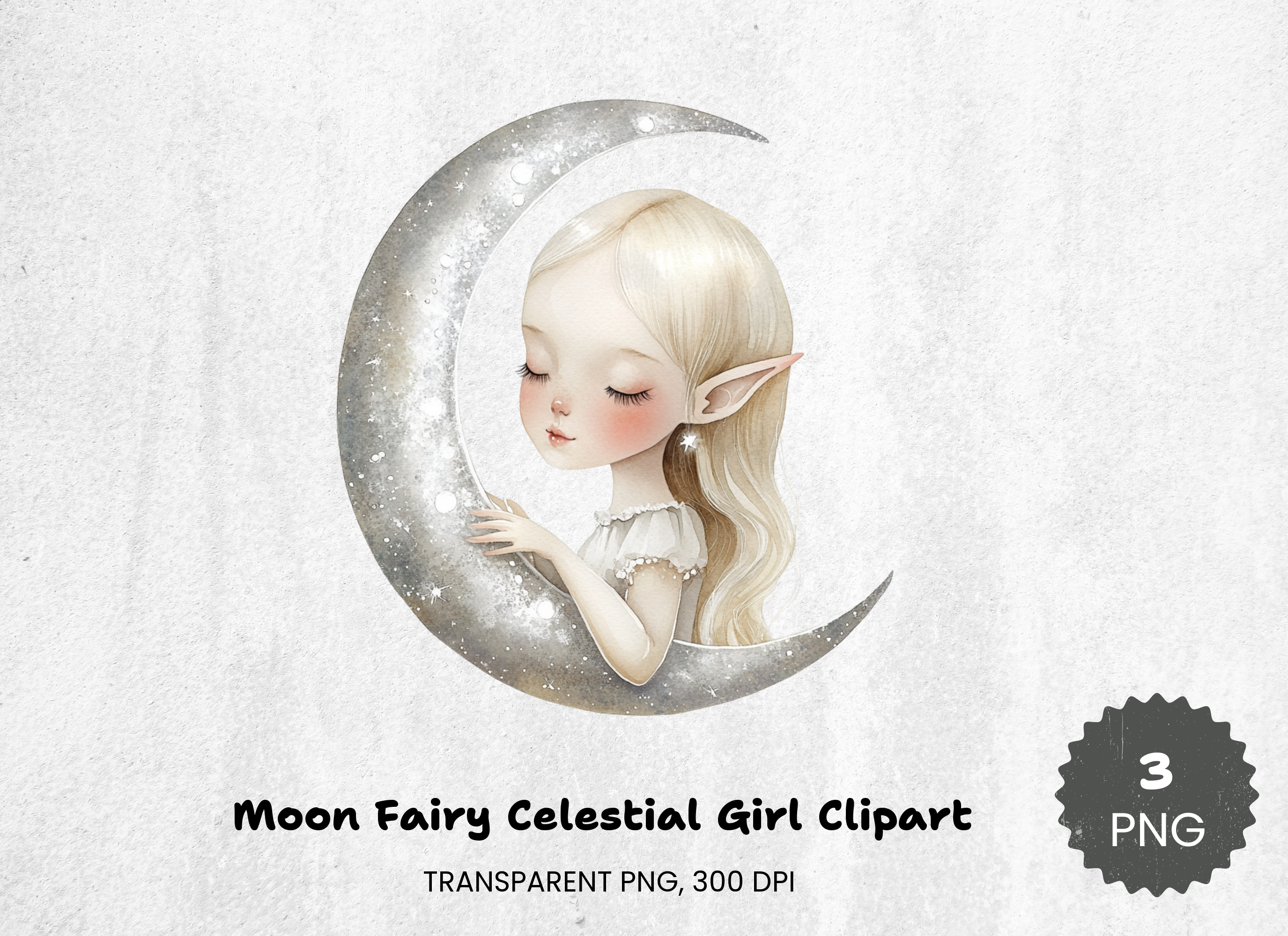 Moon Fairy Celestial Girl Clipart Bundle