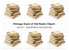 Vintage Stack of Old Books Clipart Bundle