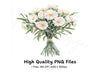 Elegant White Floral Bouquet Clipart Bundle
