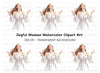 Joyful Woman in White Dress Clipart Bundle