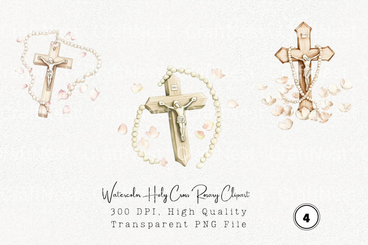 Holy Cross Rosary Clipart Bundle