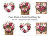 Peony Wreath and Wooden Door Clipart Bundle