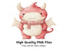 Cute Red Dragon with Scarf Clipart Bundle