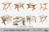 Rustic Wooden Tables Clipart Bundle