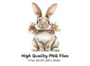 Floral Easter Bunny Clipart Bundle