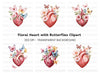Anatomical Heart with Butterflies Clipart Bundle