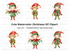 Cute Christmas Elves Clipart Bundle