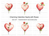 Whimsical Heart with Roses Clipart Bundle