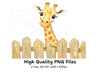 Charming Giraffe Over Fence Illustration Clipart Bundle