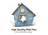 Cute Ghost Haunted House Clipart Bundle