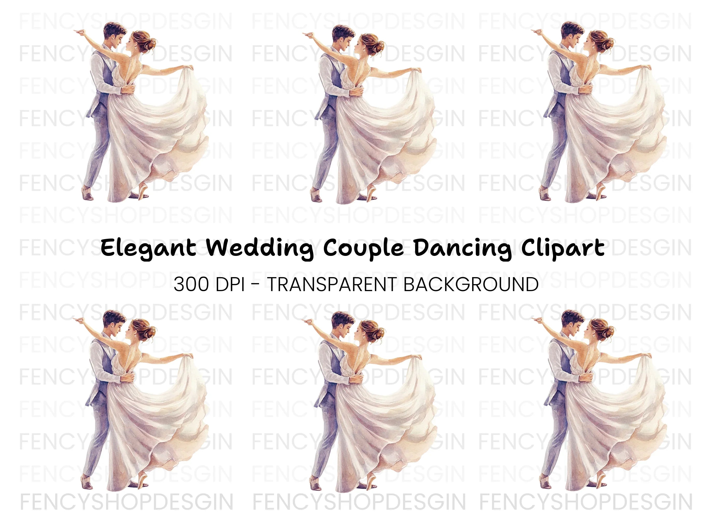 Elegant Dancing Couple Clipart Bundle