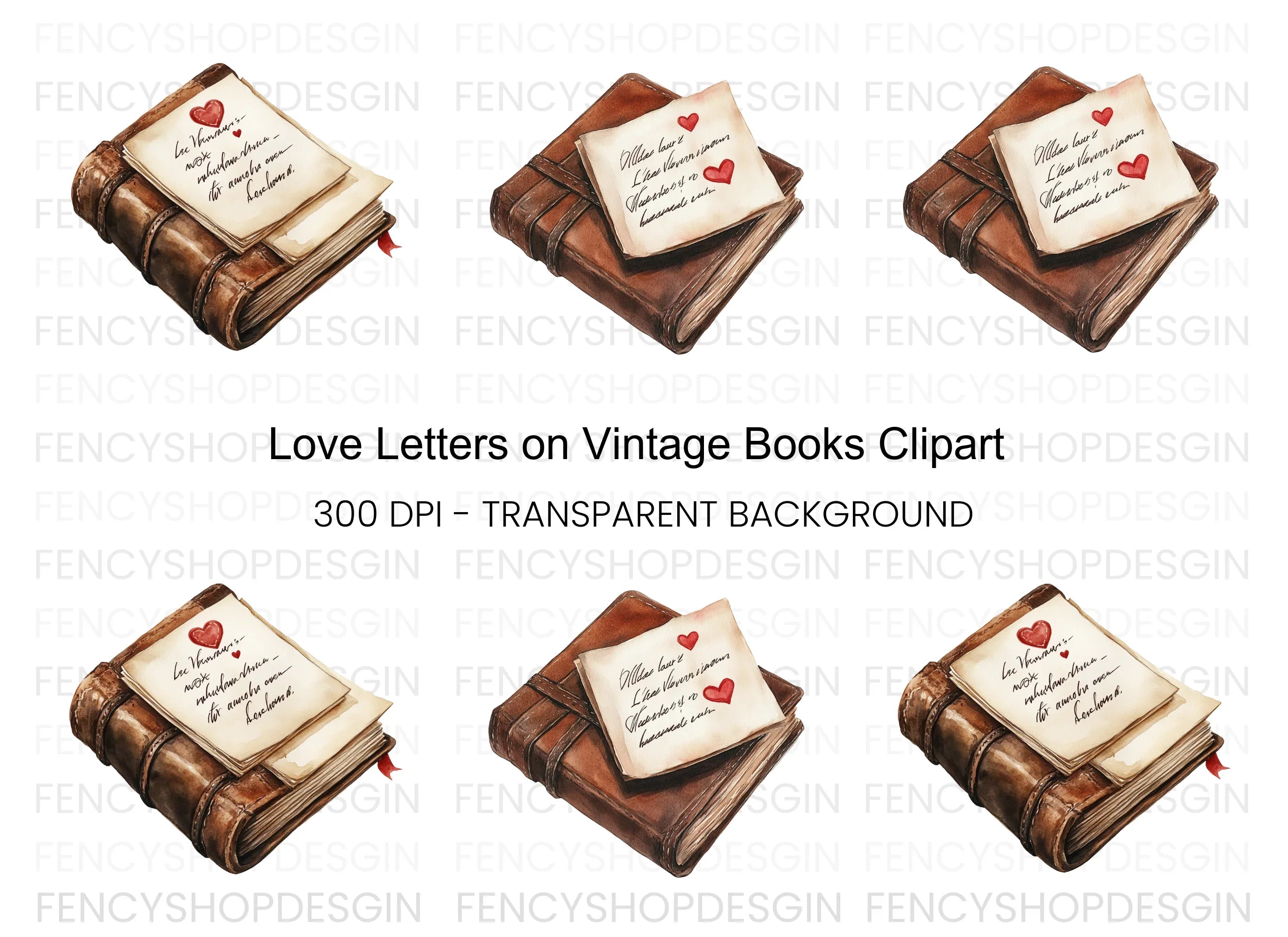 Love Letter on Old Book Clipart Bundle