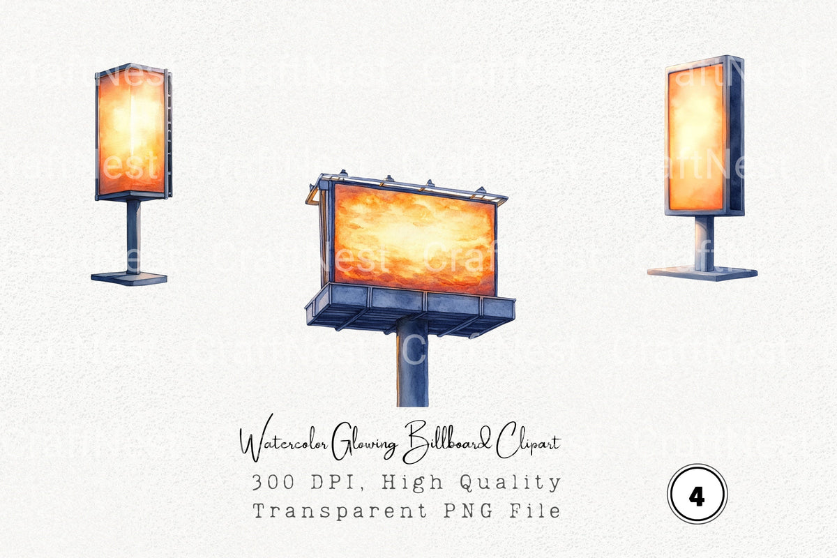 Glowing Billboard Clipart Bundle