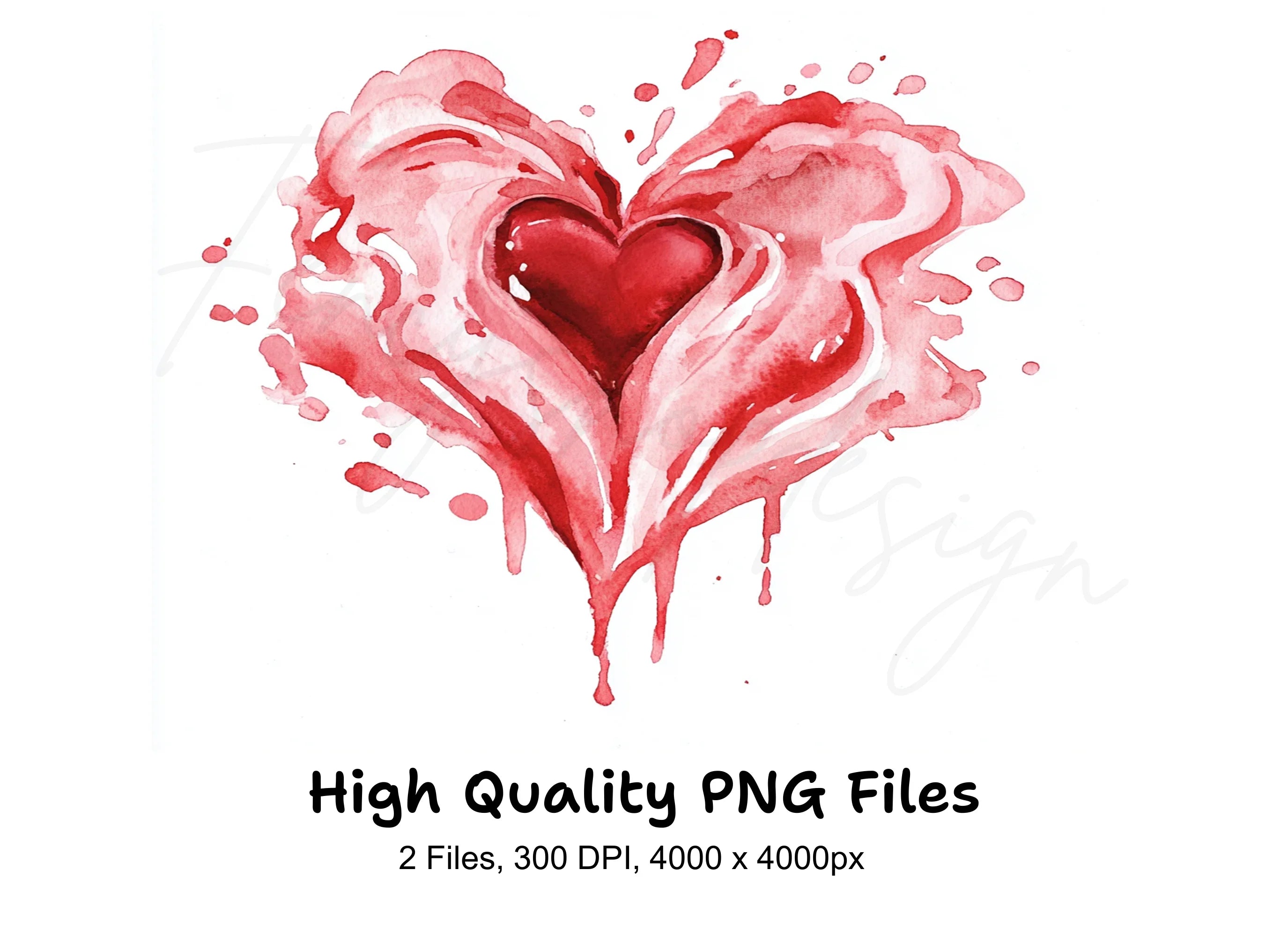 Abstract Heart Splash Clipart Bundle