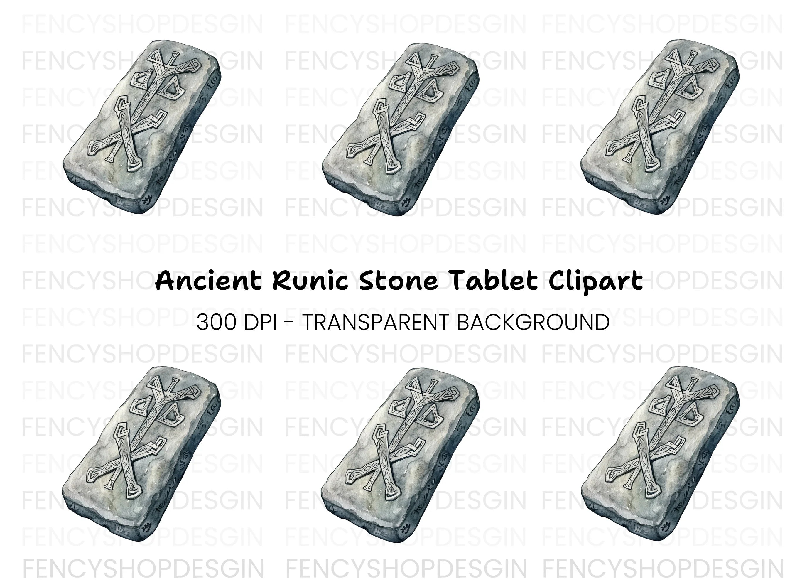 Ancient Rune Stone Clipart Bundle