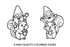 Gnome and Squirrel Friends Coloring Books