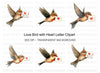 Love Bird Heart Letter Clipart Bundle