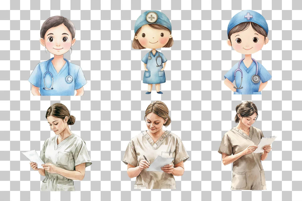 Nurse with Clipboard Clipart Bundle - CraftNest - Digital Crafting and Art