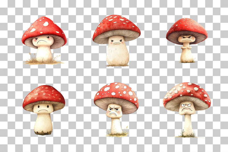 Grumpy Mushroom Toadstool Clipart Bundle - CraftNest - Digital Crafting and Art