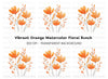 Orange Floral Clipart Bundle