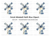 Dutch Windmill Blue Floral Clipart Bundle