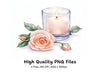 Romantic Rose Candle Clipart Bundle