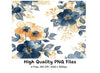 Vibrant Blue and Orange Floral Clipart Bundle