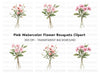 Pink Floral Bouquet Clipart Bundle