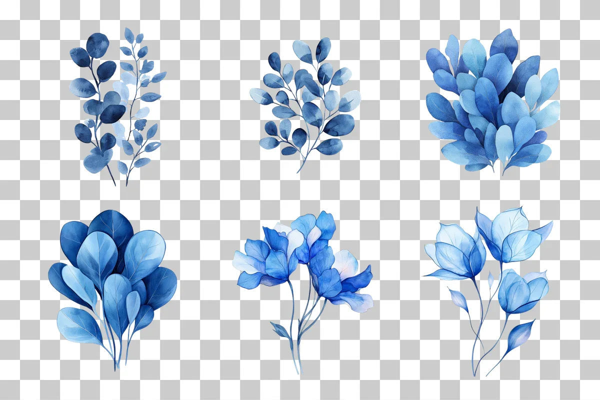 Blue Abstract Floral Clipart Bundle - CraftNest - Digital Crafting and Art