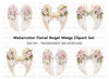 Angel Wings with Pink Flowers Clipart Bundle