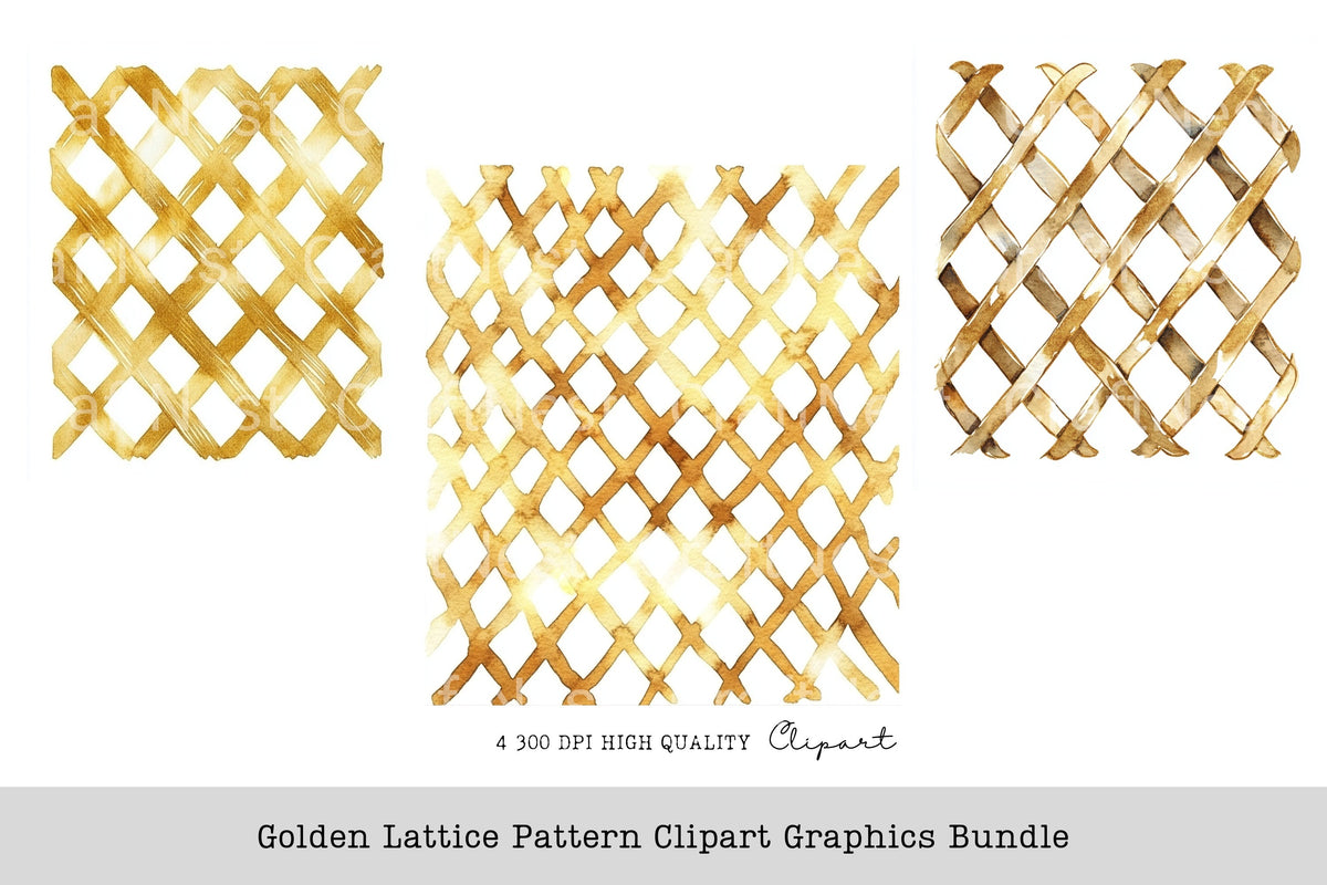 Golden Lattice Pattern Graphics Clipart Bundle