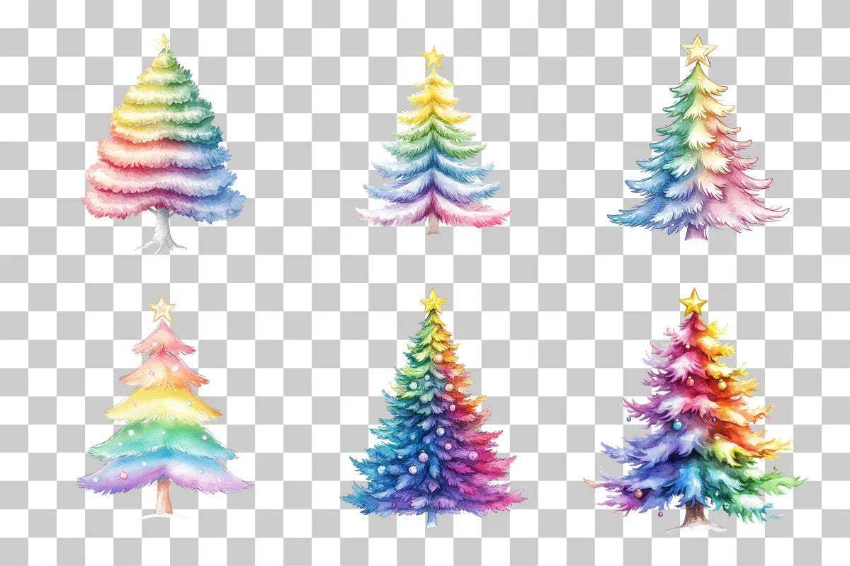 Rainbow Christmas Tree Clipart Bundle - CraftNest - Digital Crafting and Art