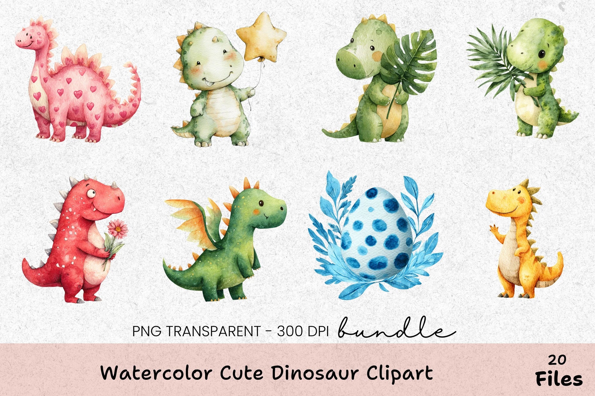 Cute Dinosaur Clipart Bundle - CraftNest - Digital Crafting and Art