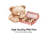Cute Teddy Bear with Chocolate Box Clipart Bundle